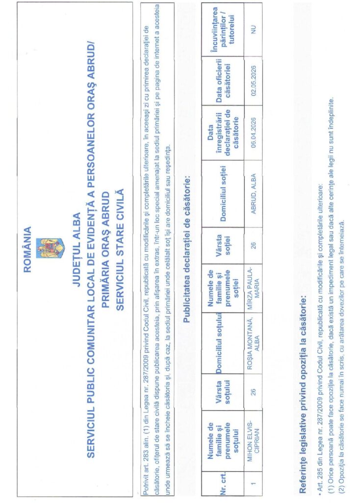 thumbnail of ANUNT PUBLICATIE CASATORIE 06.04.2026